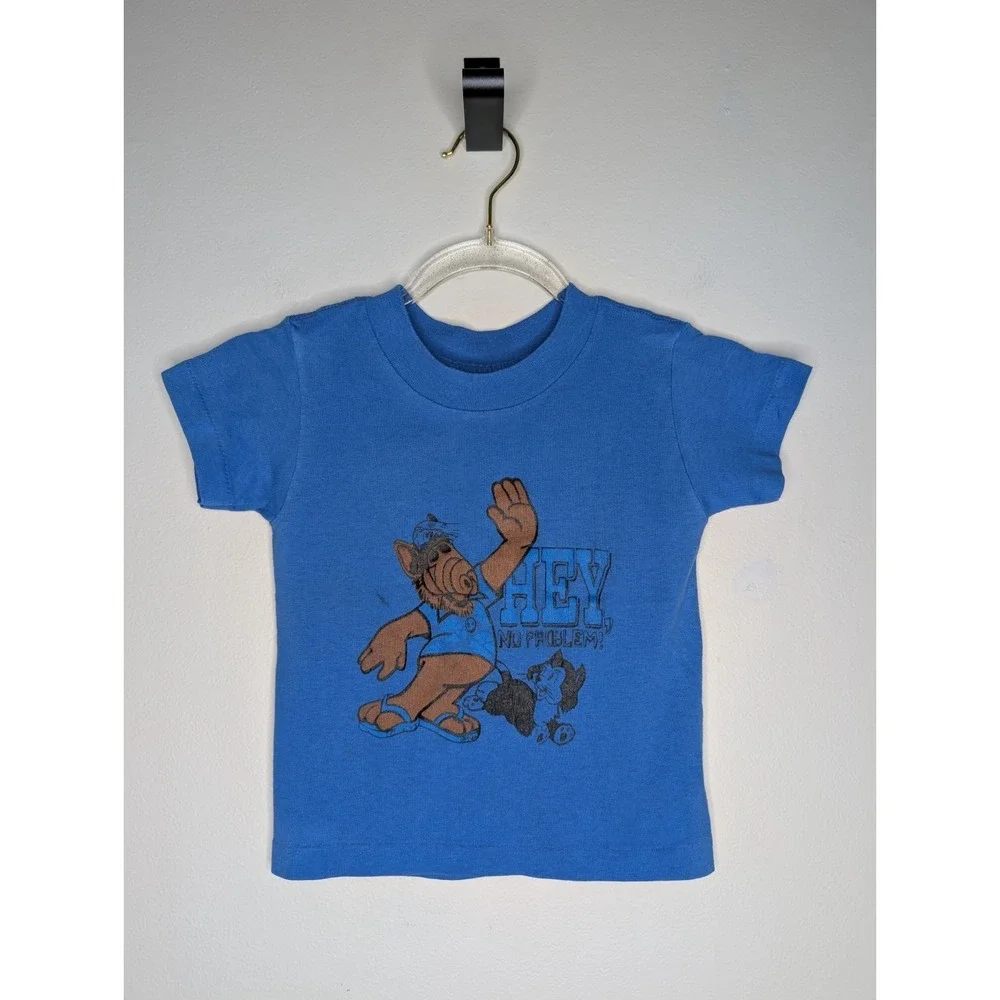 Vintage 80's Alf Hey No Problem Cat T Shirt Kids Childrens 5/6 Single Stitch USA